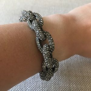 J Crew Pave Chain Link Bracelet Pewter